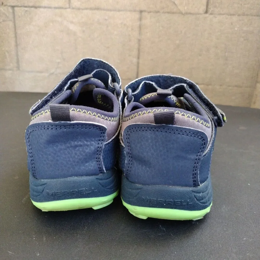 Merrell Hydro Hikers Blue Sandals Shoes Hook & Loop Boys Kids Size 4 Close Toe